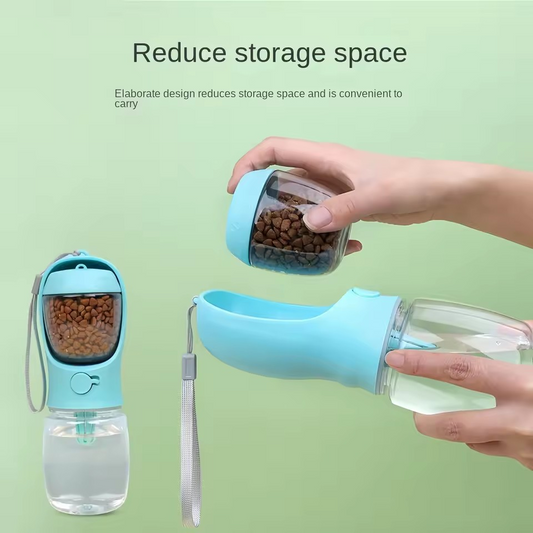 350ml Portable Dog Water & Food Bottle Dispenser with Bowl (12oz) - Pet Travel